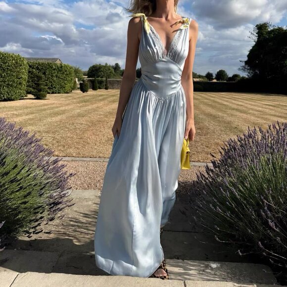 Helsa Dresses & Skirts - Helsa the the Silk Celeste Dress in blue